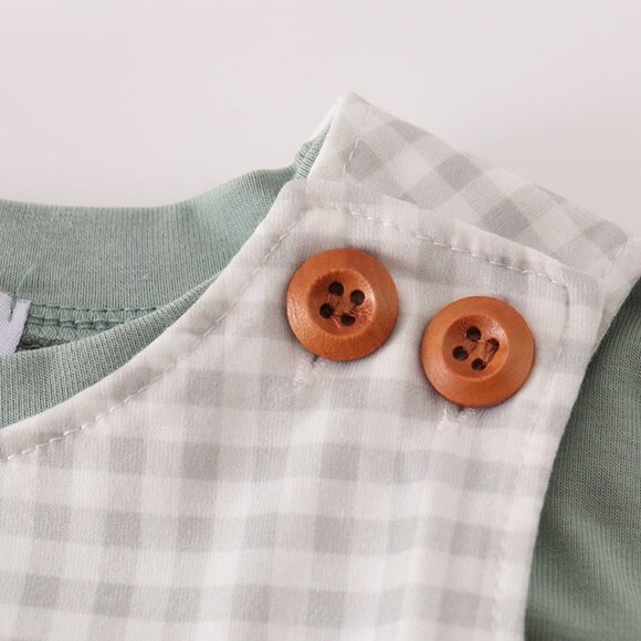 Abby and Evie Turkey French Knot Romper Set Sage Green - Picture 3 of 4